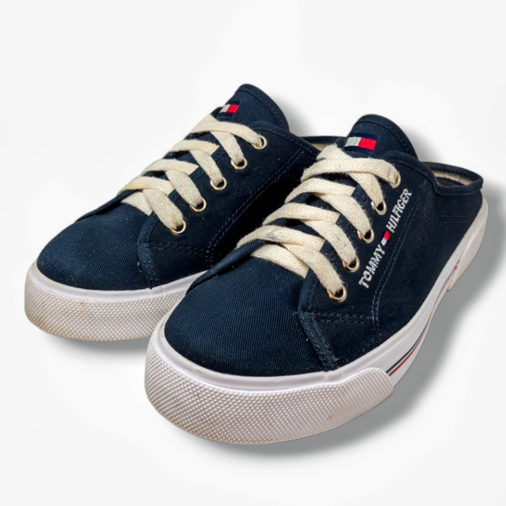 Tommy Hilfiger | Vintage Y2K Navy Blue Slip On Lace Sneaker Mule Women's Size 6 - Picture 2 of 7